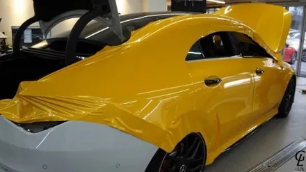 벤츠 CLA45 AMG 타이니봇 메탈 페인트 옐로우 전체랩핑! 남양주 구리 하남 다산 고광택 랩핑 글로시!! / 남양주