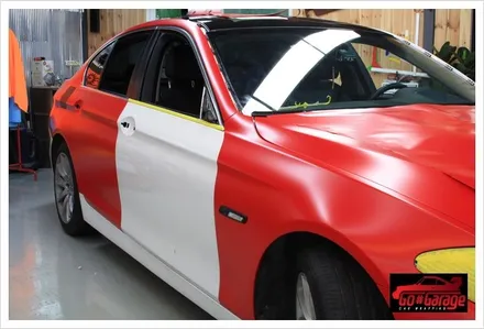 안성랩핑/평택랩핑 BMW 528i 반무광 레드 전체랩핑 시공 현장 / 안성시 원곡면
