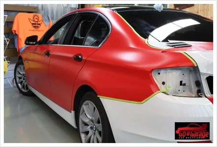 안성랩핑/평택랩핑 BMW 528i 반무광 레드 전체랩핑 시공 현장 / 안성시 원곡면
