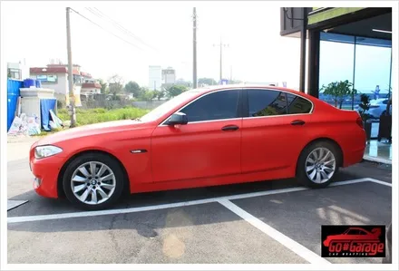 안성랩핑/평택랩핑 BMW 528i 반무광 레드 전체랩핑 시공 현장 / 안성시 원곡면