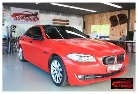 안성랩핑/평택랩핑 BMW 528i 반무광 레드 전체랩핑 시공 현장 / 안성시 원곡면