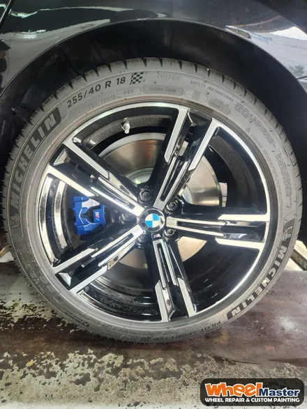 [부산휠도색][휠마스터] BMW휠도색 320i 컷팅휠 블랙유광 도색 / 부산 해운대 송정동