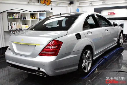 벤츠 S350 카스킨 , 유광화이트 전체랩핑 - 장안동 코션 / 동대문,광진구,중랑구