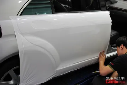 벤츠 w221 S500 카스킨, 유광화이트 전체랩핑 - 장안동 코션 / 동대문,광진구,중랑구