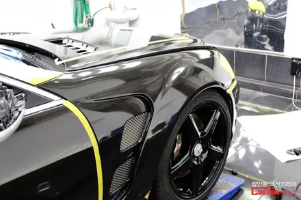 벤츠 S500 w221 올드카 랩핑, 유광블랙 전체랩핑 / 동대문,광진구,중랑구