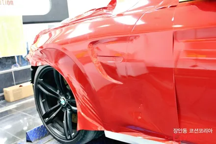 BMW M4 카스킨, 필름제거 >> 유광 레드 전체 랩핑 / 동대문,광진구,중랑구
