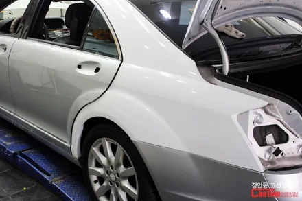 벤츠 w221 S500 카스킨, 유광화이트 전체랩핑 - 장안동 코션 / 동대문,광진구,중랑구