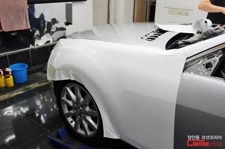 벤츠 w221 S500 카스킨, 유광화이트 전체랩핑 - 장안동 코션 / 동대문,광진구,중랑구