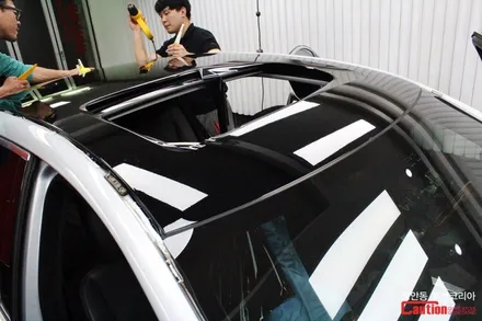 벤츠 S350 고광택 탑폴리에 루프스킨 시공 - 장안동 코션 / 동대문,광진구,중랑구