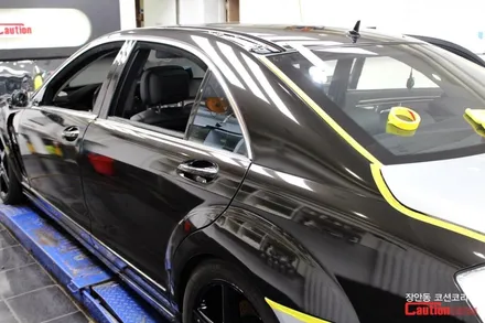 벤츠 S500 w221 올드카 랩핑, 유광블랙 전체랩핑 / 동대문,광진구,중랑구