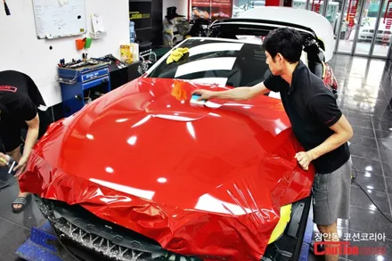 BMW M4 카스킨, 필름제거 >> 유광 레드 전체 랩핑 / 동대문,광진구,중랑구