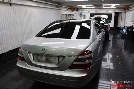 벤츠 S350 고광택 탑폴리에 루프스킨 시공 - 장안동 코션 / 동대문,광진구,중랑구