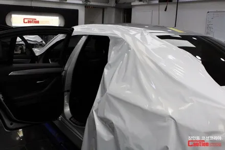 BMW 535D 펄화이트 전체랩핑 시공 - 카스킨 전문 장안동 코션 / 동대문,광진구,중랑구