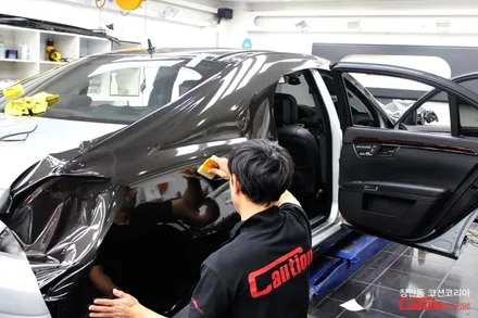 벤츠 S500 w221 올드카 랩핑, 유광블랙 전체랩핑 / 동대문,광진구,중랑구