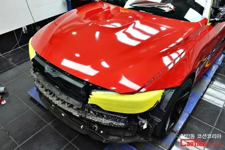 BMW M4 카스킨, 필름제거 >> 유광 레드 전체 랩핑 / 동대문,광진구,중랑구