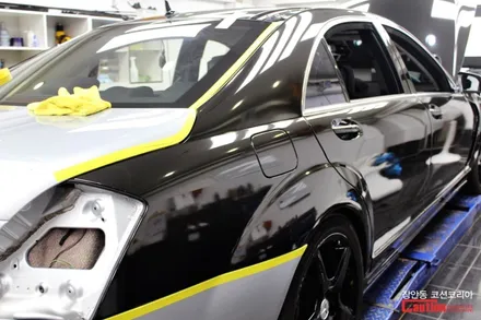 벤츠 S500 w221 올드카 랩핑, 유광블랙 전체랩핑 / 동대문,광진구,중랑구