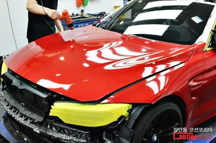 BMW M4 카스킨, 필름제거 >> 유광 레드 전체 랩핑 / 동대문,광진구,중랑구