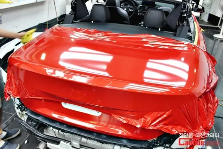 BMW M4 카스킨, 필름제거 >> 유광 레드 전체 랩핑 / 동대문,광진구,중랑구