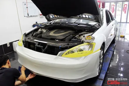 벤츠 w221 S500 카스킨, 유광화이트 전체랩핑 - 장안동 코션 / 동대문,광진구,중랑구