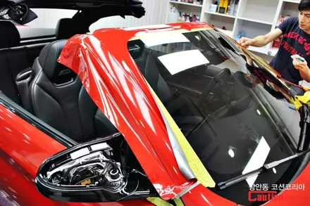 BMW M4 카스킨, 필름제거 >> 유광 레드 전체 랩핑 / 동대문,광진구,중랑구
