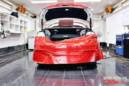 BMW M4 카스킨, 필름제거 >> 유광 레드 전체 랩핑 / 동대문,광진구,중랑구