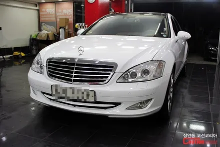 벤츠 w221 S500 카스킨, 유광화이트 전체랩핑 - 장안동 코션 / 동대문,광진구,중랑구