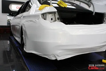 BMW 535D 펄화이트 전체랩핑 시공 - 카스킨 전문 장안동 코션 / 동대문,광진구,중랑구