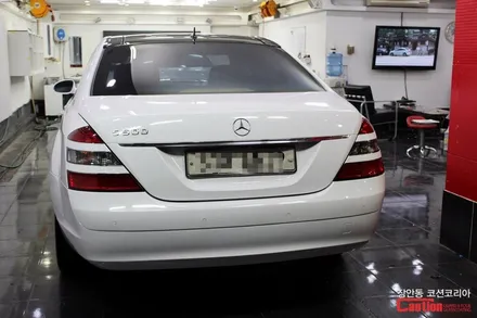 벤츠 w221 S500 카스킨, 유광화이트 전체랩핑 - 장안동 코션 / 동대문,광진구,중랑구