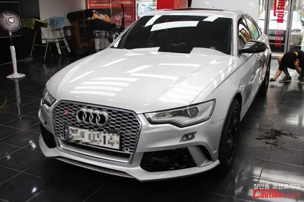 아우디 RS6 카스킨, 유광화이트 전체랩핑 - 장안동 코션 / 동대문,광진구,중랑구