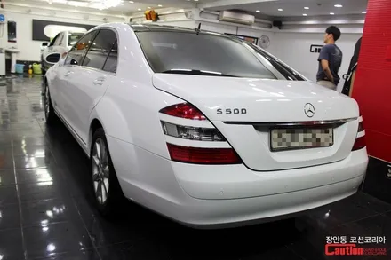 벤츠 w221 S500 카스킨, 유광화이트 전체랩핑 - 장안동 코션 / 동대문,광진구,중랑구