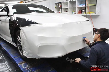 BMW 520d 카스킨, 유광화이트 전체랩핑 - 장안동 코션 / 동대문,광진구,중랑구