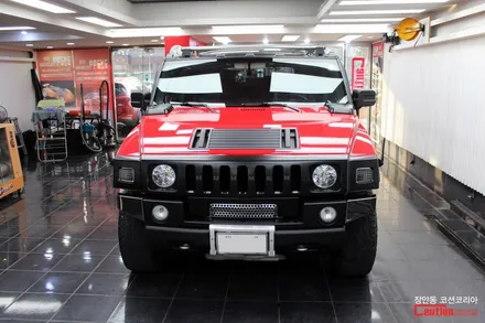 이렇게 멋있어도 되는거!? 험머 H2 강렬한 레드컬러와 사틴블랙의 완벽한 조합 !! 자동차 전체랩핑 전문 장안동 코션 / 동대문,광진구,중랑구