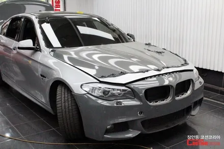 BMW 535D 펄화이트 전체랩핑 시공 - 카스킨 전문 장안동 코션 / 동대문,광진구,중랑구