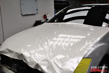 벤츠 S350 카스킨 , 유광화이트 전체랩핑 - 장안동 코션 / 동대문,광진구,중랑구