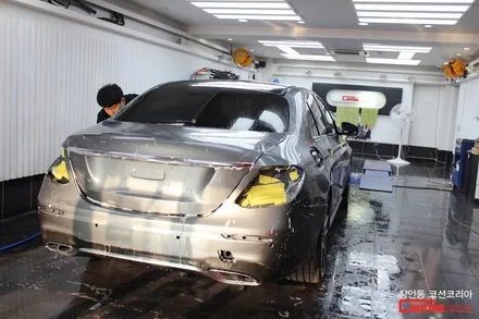 벤츠 E43AMG 카스킨 : 사틴다크그레이 전체랩핑 - 장안동 코션 / 동대문,광진구,중랑구