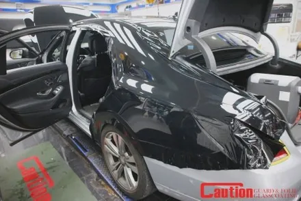 벤츠 S500 고광택 유광블랙 전체랩핑 장안동 코션코리아 / 동대문,광진구,중랑구