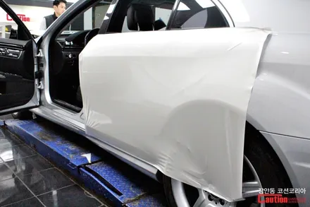 벤츠 S350 카스킨 , 유광화이트 전체랩핑 - 장안동 코션 / 동대문,광진구,중랑구