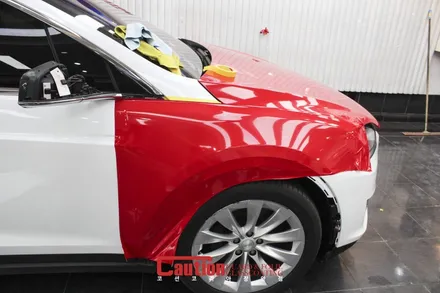 전복되지 않는 SUV. 테슬라 모델X의 카민레드 전체랩핑 / 동대문,광진구,중랑구