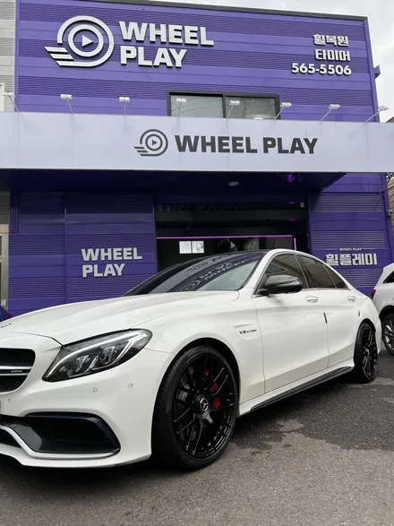 대구 휠복원 대구 휠도색 대구 휠수리 타이어 전문 휠플레이[벤츠 C63 AMG 순정 19인치 블랙반무광 휠도색 작업입니다.] / 대구 서구 평리동