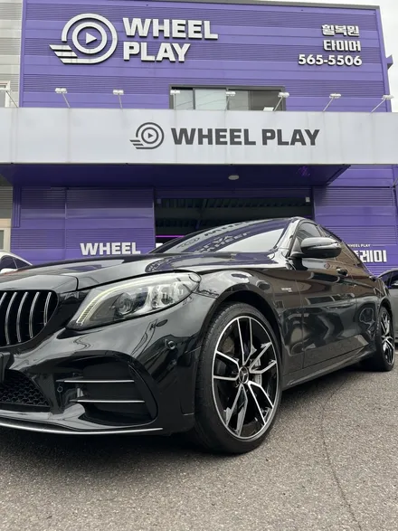 대구 휠복원 대구 휠도색 대구 자동차 휠수리 잘하는 곳 휠플레이 타이어 전문[벤츠 C43 AMG 순정 19인치 블랙커팅 커스텀 작업입니다.] / 대구 서구 평리동