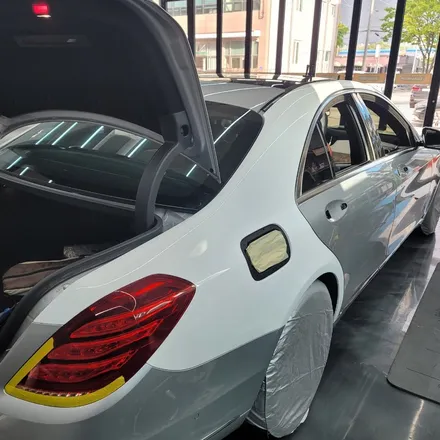 광주 상무지구 랩핑 벤츠 S350d 유광 화이트 전체랩핑 / 광주 서구 치평동