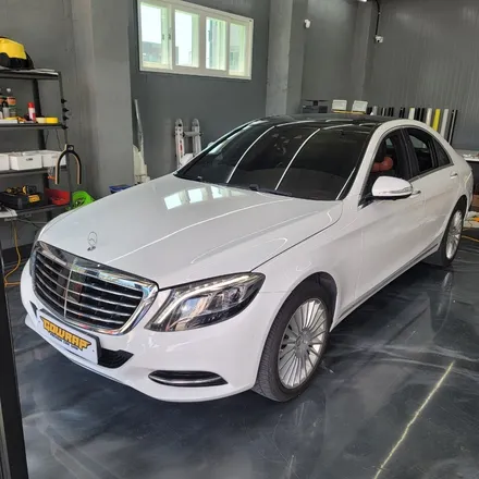 광주 상무지구 랩핑 벤츠 S350d 유광 화이트 전체랩핑 / 광주 서구 치평동