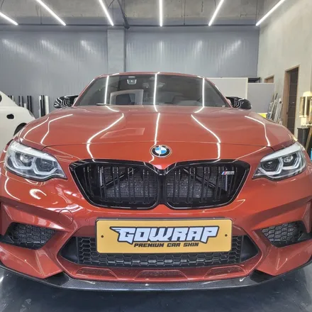 광주랩핑 BMW M2 부분랩핑 에이버리 슈프림 유광블랙 사이드미러&스트럿바 부분시공 / 광주 서구 치평동