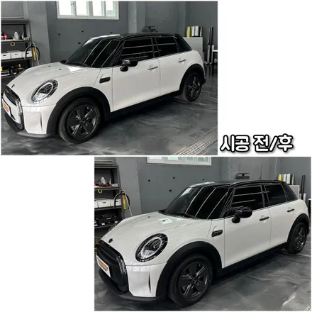 광주 랩핑 MINI 미니쿠퍼 크롬죽이기+사틴블랙 부분랩핑으로 유니크하게!!! / 광주 서구 치평동
