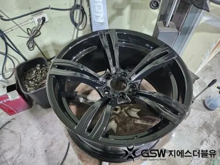 경기광주 BMW 휠도색 5시리즈 20인치휠 블랙유광 크롬 휠도색 작업 후기 / 성남시 시흥동