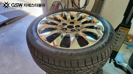 양재 휠도색 체어맨 CW700 19인치 휠 화이트 크롬 휠도색 작업 후기입니다. / 성남시 시흥동
