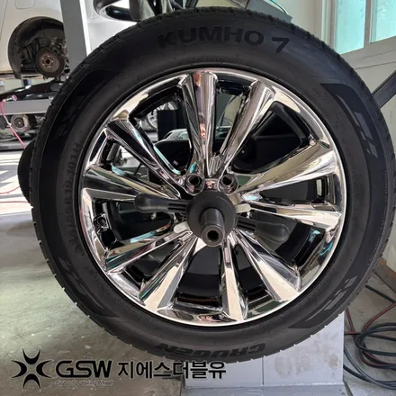 대전휠도색 카니발 19인치휠 화이트 크롬 작업 후기 / 성남시 시흥동