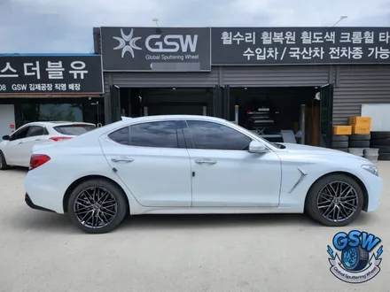 대전 제네시스 G70 18인치 순정 실버 휠 상처로 인한 휠복원 및 휠도색 블랙크롬 작업 후기 / 대전 유성구 복용동