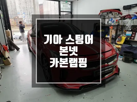 구리 남양주 기아 스팅어 본넷랩핑 / 3M리얼카본랩핑지를 본넷랩핑 시공 ! / 남양주