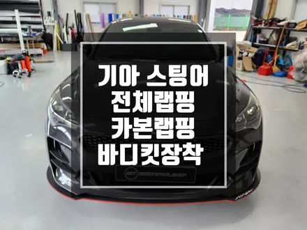 랩핑맛집 기아 스팅어 브라이트 옐로우 전체랩핑 바디킷 장착 띠랩핑 마그네틱패들 카본핸들 장착 / 남양주랩핑 / 포천랩핑 / 의정부랩핑 / 동두천랩핑 / 서울랩핑 / 남양주